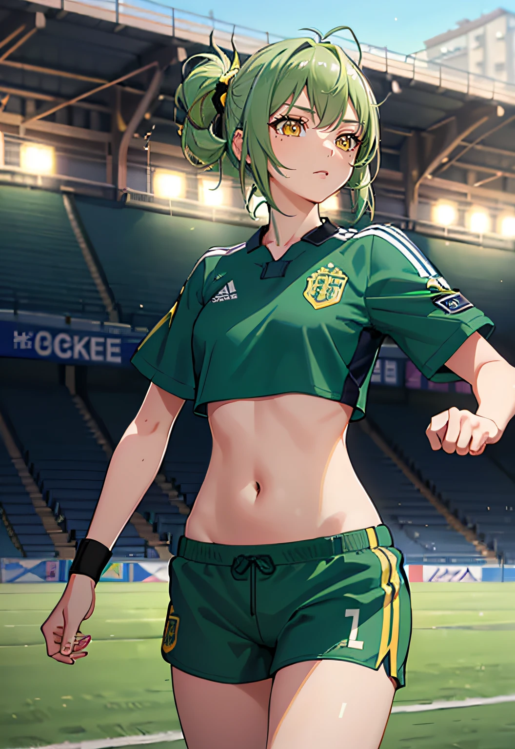 green hair,green eyes、very angry、tears、blush、(collar),(lead)、elementary school girl、((flat chest))、large bulging nipples、((big pink areola,))、(((squat, spread your legs)))、naked、(((10 years old)))、lolicon、 body shape、With a big head 、thin legs、low length、((shining outline))、(((masturbation)))、(((stadium full of spectators)))、blue sky、Touch the clitoris with your hand、(((A large amount of white love juice drips from the pussy.)))、((white semen drips from the mouth))、Puddles under the crotch、