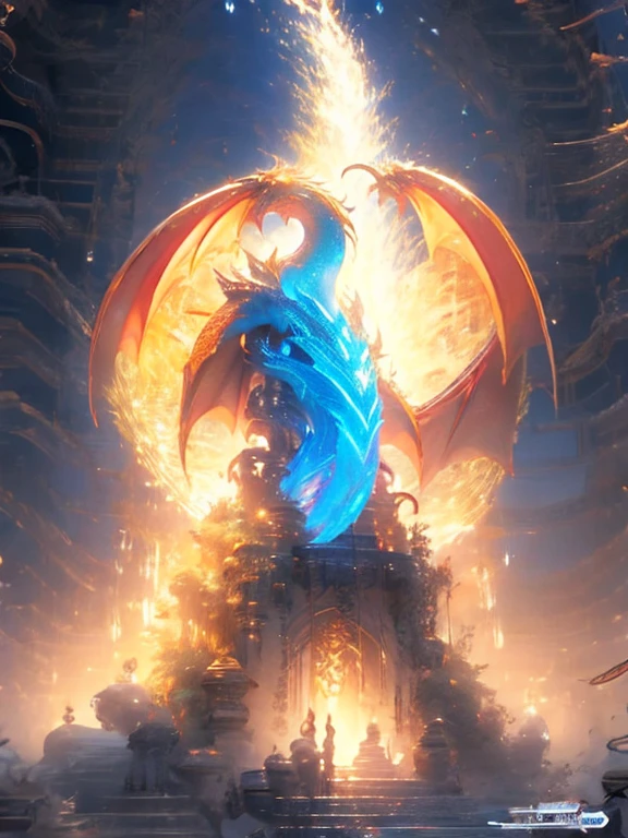 A large spirit dragon emerging from a Phoenix