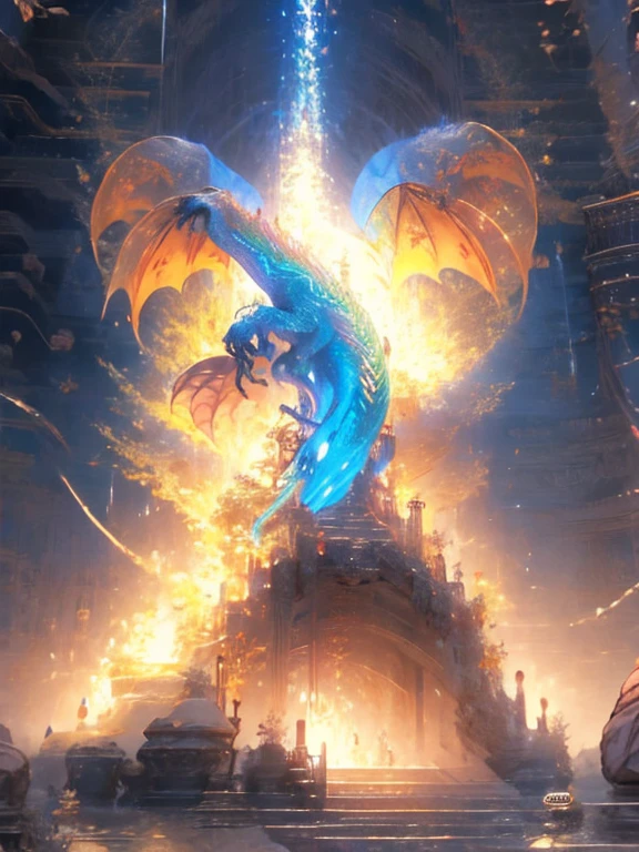 A large spirit dragon emerging from a Phoenix