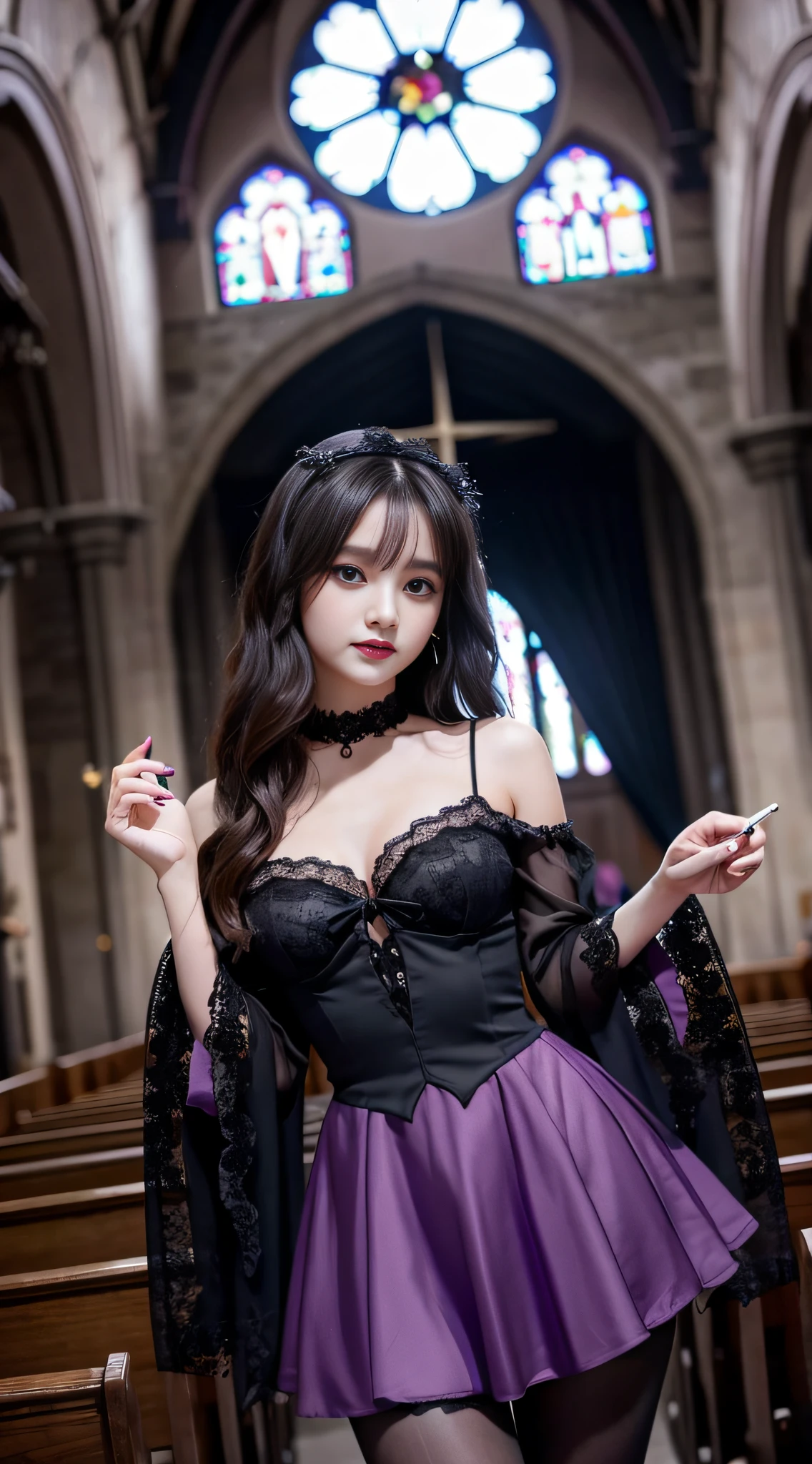 8K ultra hd, Masterpiece, beautiful cute girl, cute face, detailed eyes, medium breathe, dark pink dress, fantastic dress, aura
effect, sitting, upper body capture, dim lightning, magical background,