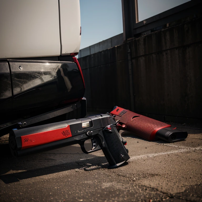 Black sleek 1911’s with red accent