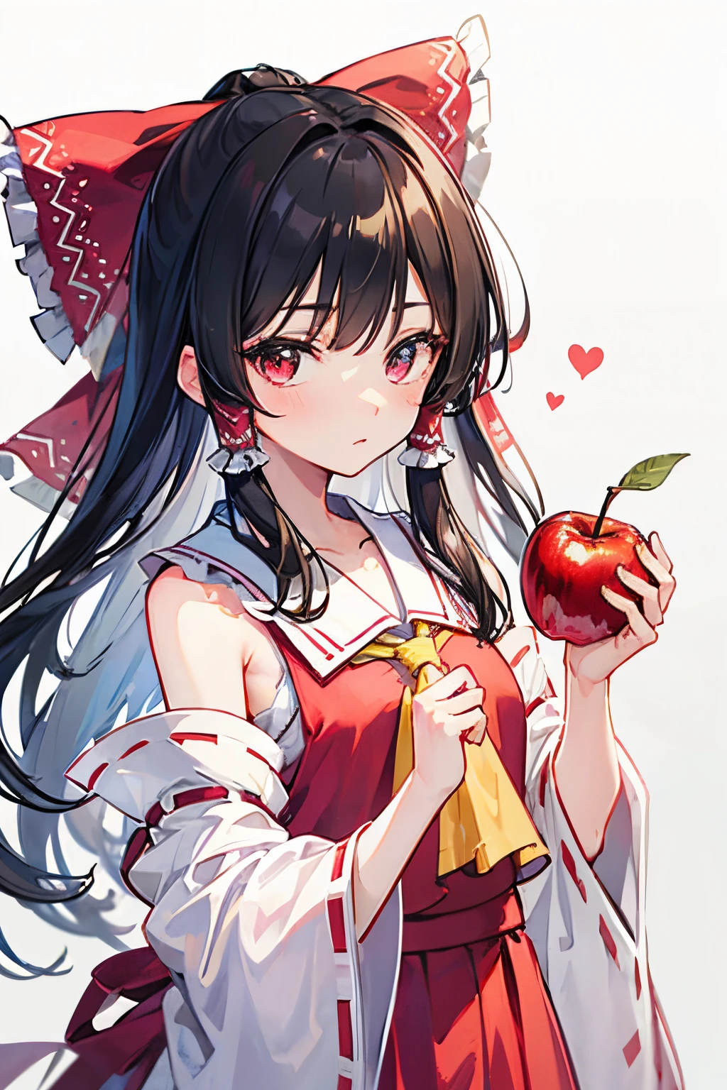 Kirisame Marisa,Hakurei Reimu,1GirlTag,white hair, holding black apple