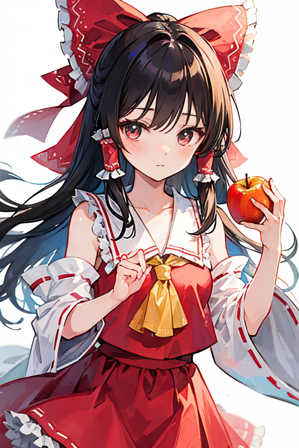 Kirisame Marisa,Hakurei Reimu,1GirlTag, holding apple