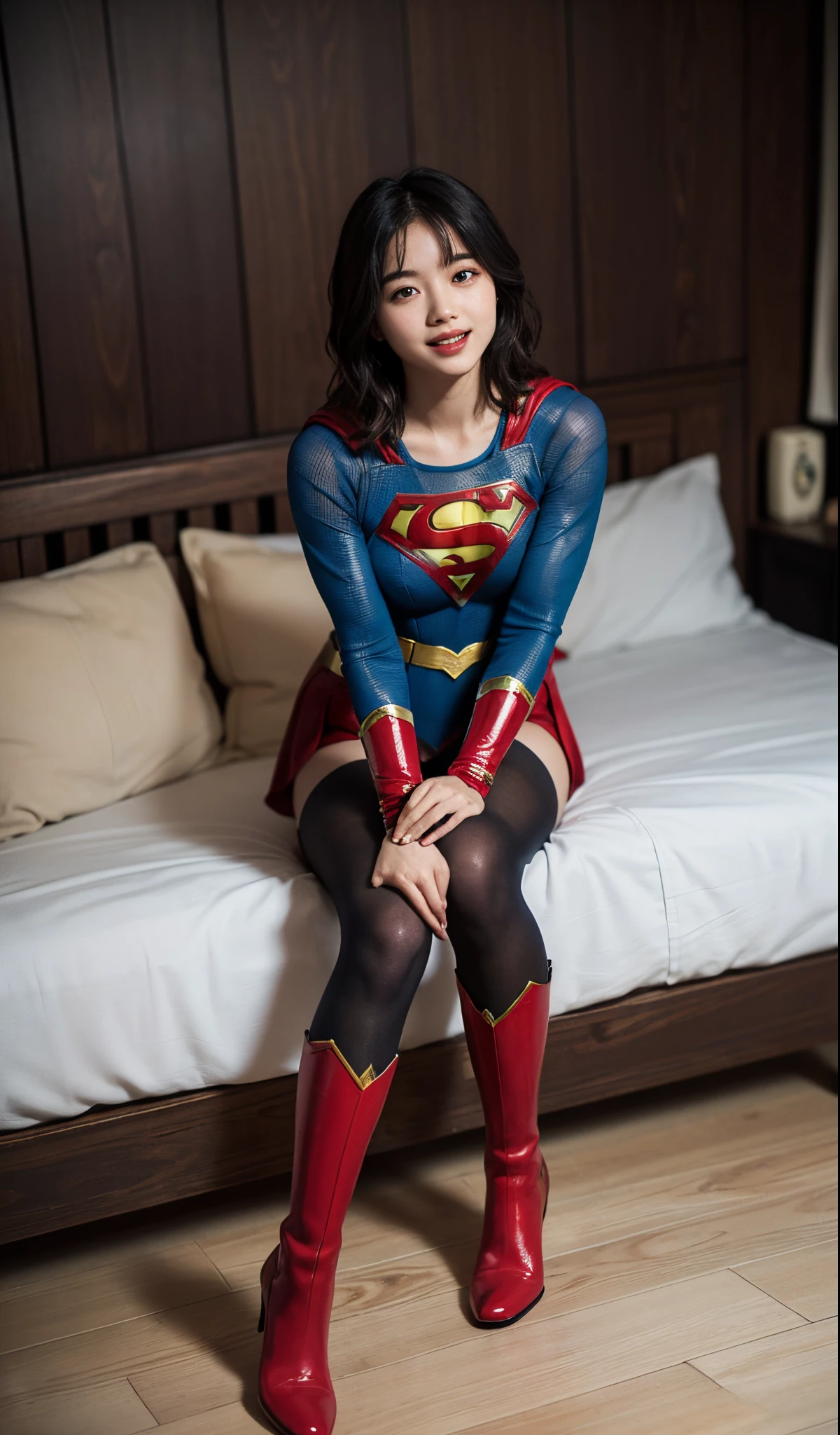 Beautiful Supergirl portrait、(Accurate Supergirl costume:1.3)、Glaring at the enemy、Open your mouth、Thigh、(Emphasize large breasts:1.3)、Studio shot、White background、Sunlight、front、Plain background、Sit on a chair、(Masturbation with a dildo:1.5)、beautiful agony、Climax、Acme、