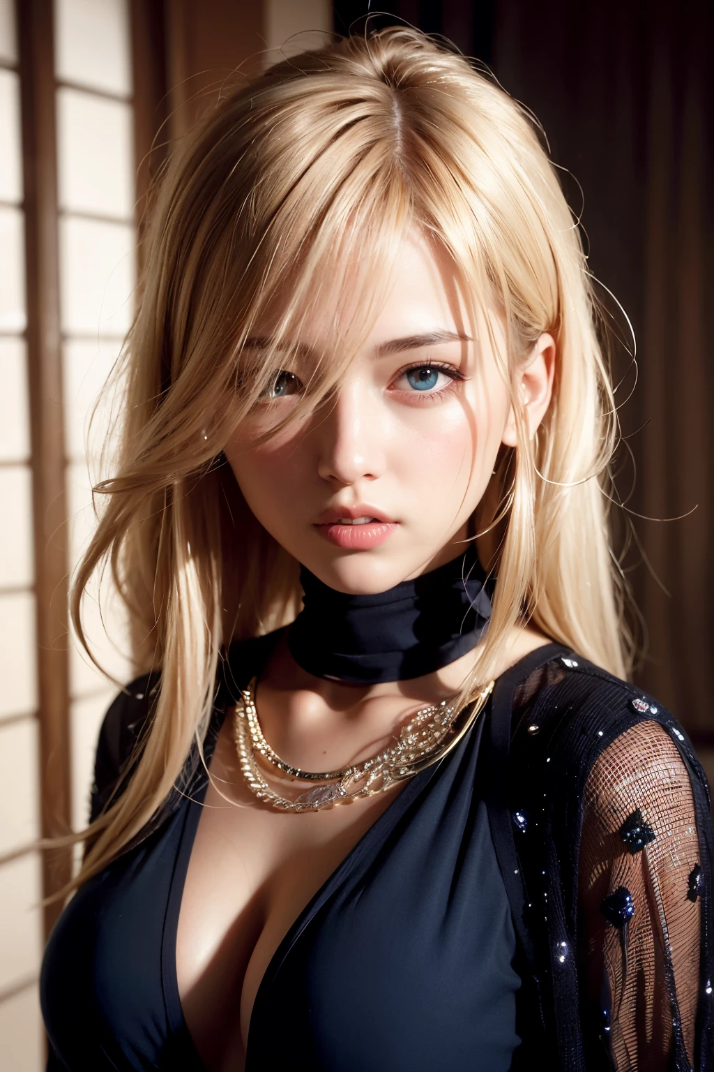 high qulity, tmasterpiece, exquisite facial features, Exquisite Hair, Elaborate Eyes, Delicate colored hair, 4k画质, Gorgeous light and shadow, dingdall effect, The halo, messy hair, young country, Gorgeous scene, Beautifully dressed, chain, (feater:1.2)