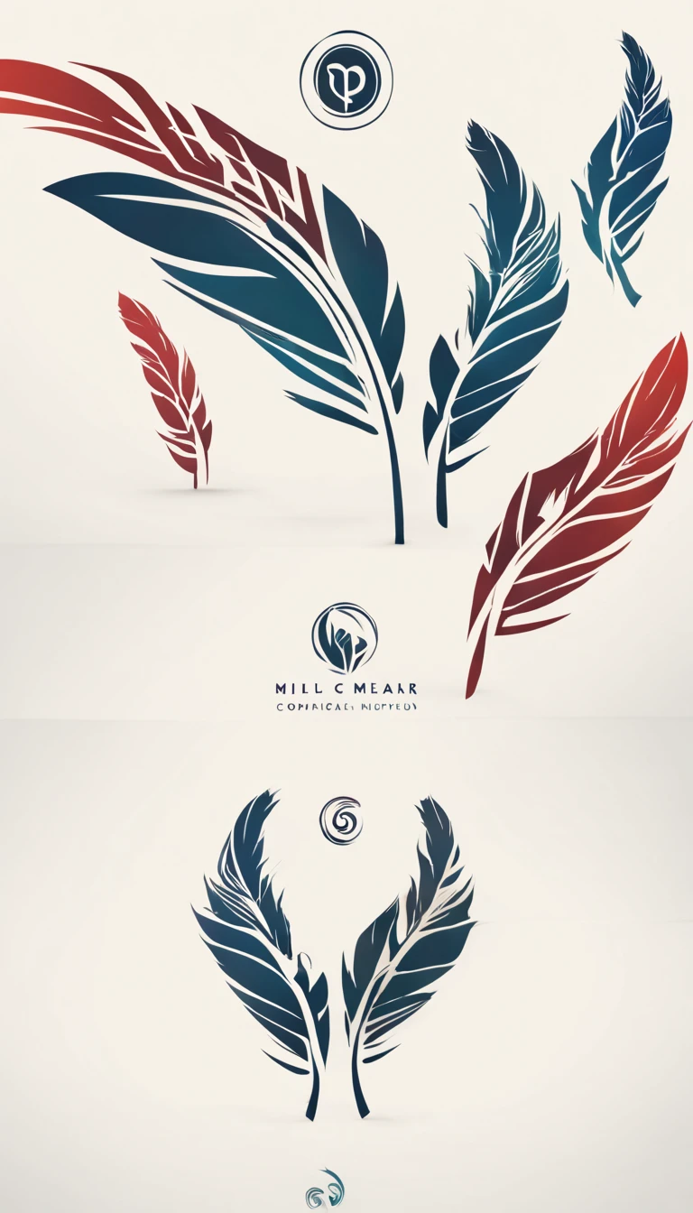 Create a cinematic, abstract symbol for a film production company based on stories and music. The logo was intended to represent the companionship between a boy musician and a storyteller dressed in feathers.... Minimalist symbol design
