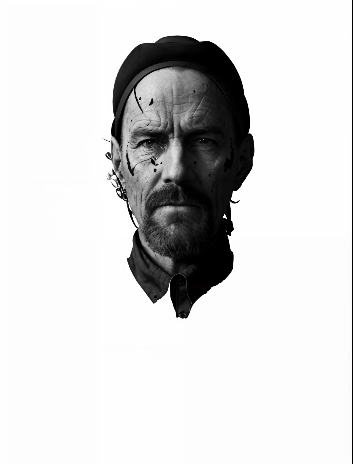 A hero who never gives up,With a cowboy hat,wearing wind leaves,Staring indifferently ahead,Face covered with scars