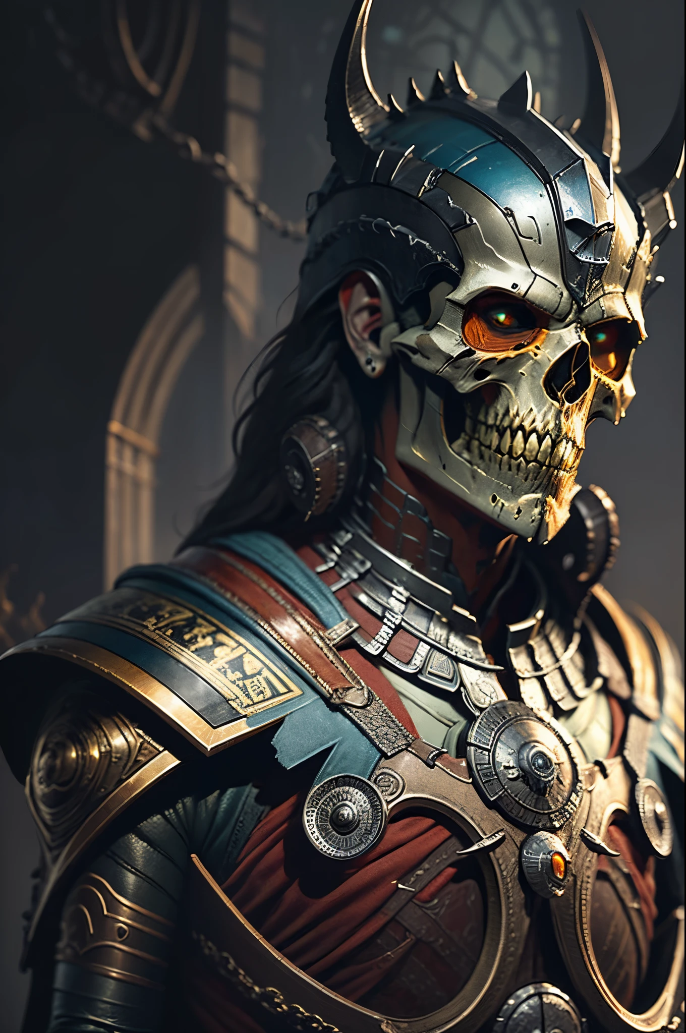 a portrait of Skeletor of He-Man , intrinsic details, masterpiece, hyper realistic , hd , 8k