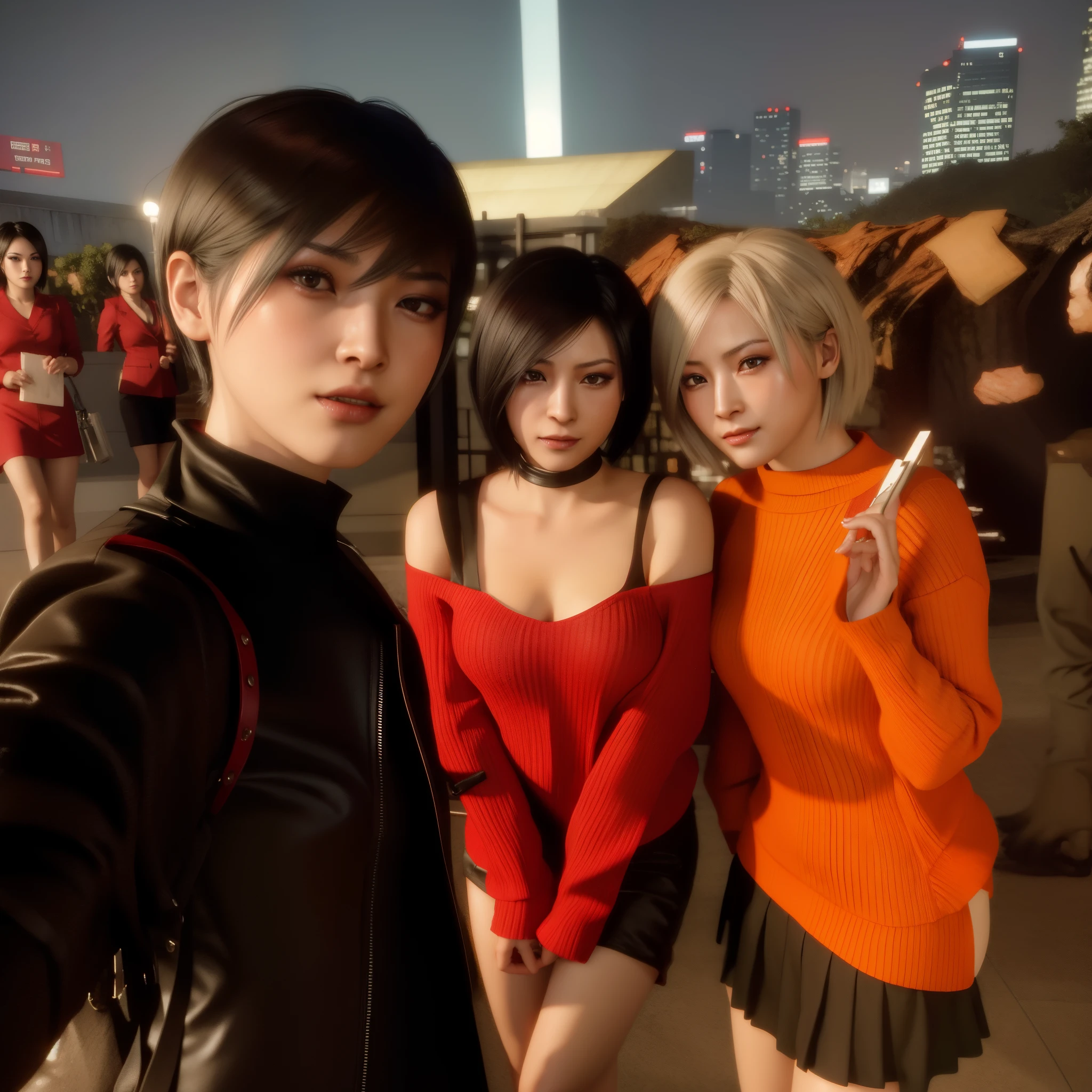 Ada wong, Red mini dress with black Rope,smile