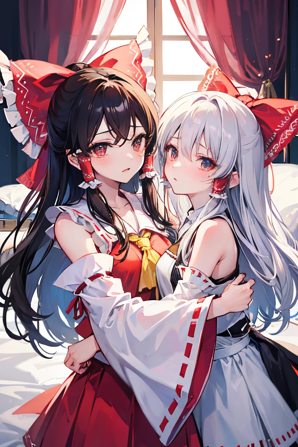 Kirisame Marisa,Hakurei Reimu,1GirlTag, cry