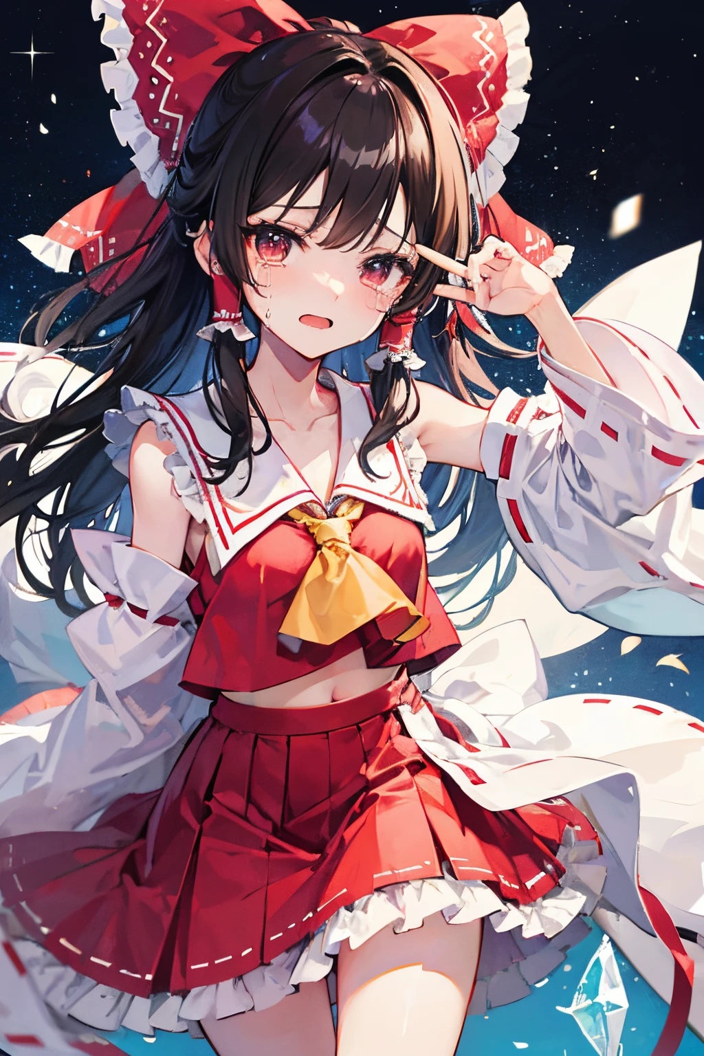 Kirisame Marisa,Hakurei Reimu,1GirlTag, crying crystal