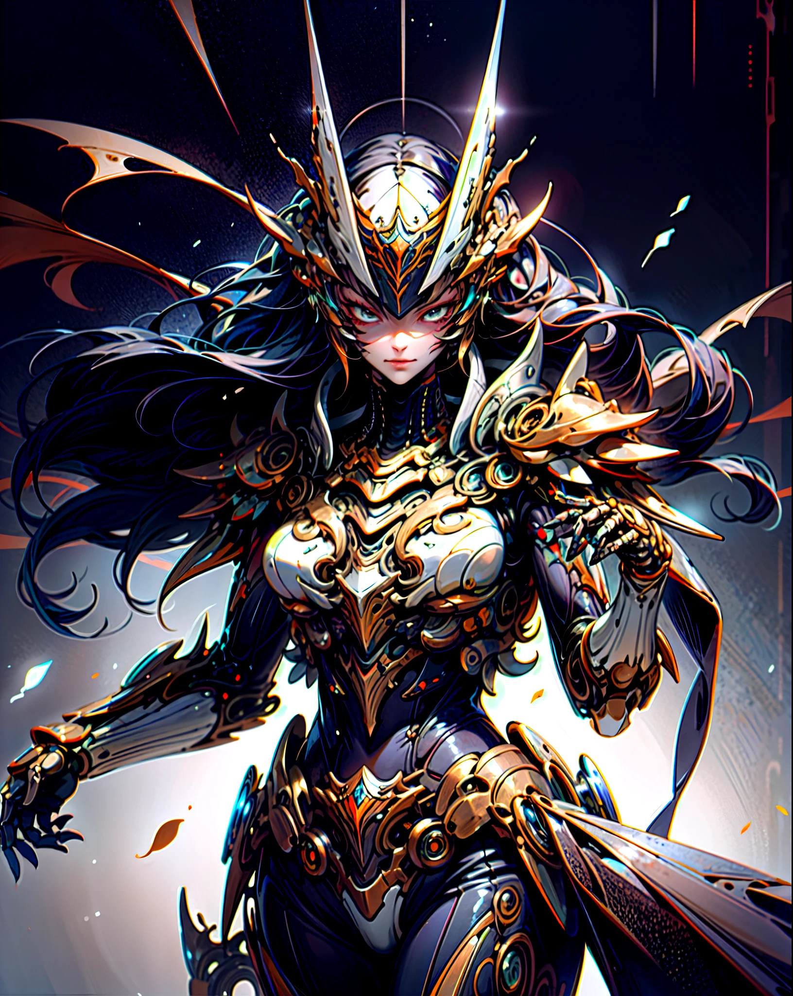 tmasterpiece, Best quality at best, high high quality, (mirai:1.1), (Cyberpunk Costume Lightquisite Future), Beautiful and beautiful, ultra - detailed, great composition, floating, depth of fields, (VerydetailedCG,Unity 8k壁纸), (Beautiful detail background), Beautiful hair details, dramatic lights, Gogita, Best mechanical quality,Ultra high definition realism