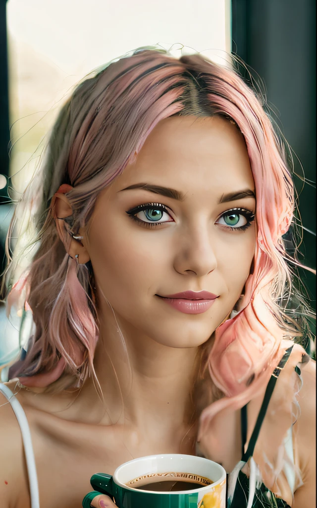 "(Best quality, Ultra-detailed, Realstic:1.37), Yeux verts, detailled eyes, Eye Repair, Beaux yeux et visage"