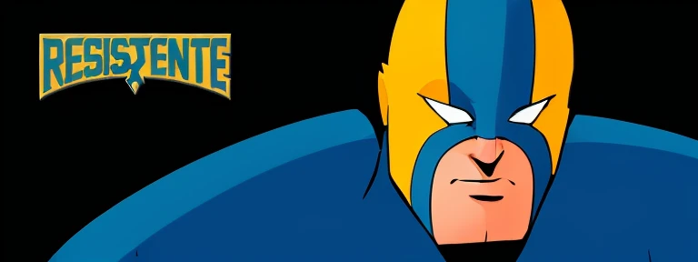 um close de um personagem de desenho animado com uma fantasia azul e amarela, carcaju, Danny DeVito como Wolverine, Retrato de Wolverine, maravilha, Directed by: Mario Bardi, carcaju comeu, marvelous expression, fan art, Frank Miller Design Criativo, Clint Eastwood como Wolverine, x - homens, X-Men, Iconic character of high detail, ciclope, sem texto, Batman