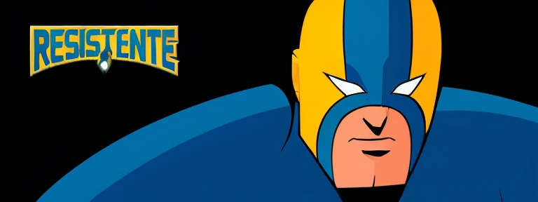 um close de um personagem de desenho animado com uma fantasia azul e amarela, carcaju, Danny DeVito como Wolverine, Retrato de Wolverine, maravilha, Directed by: Mario Bardi, carcaju comeu, marvelous expression, fan art, Frank Miller Design Criativo, Clint Eastwood como Wolverine, x - homens, X-Men, Iconic character of high detail, ciclope, sem texto, Batman
