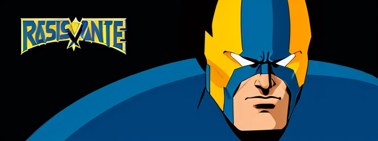 um close de um personagem de desenho animado com uma fantasia azul e amarela, carcaju, Danny DeVito como Wolverine, Retrato de Wolverine, maravilha, Directed by: Mario Bardi, carcaju comeu, marvelous expression, fan art, Frank Miller Design Criativo, Clint Eastwood como Wolverine, x - homens, X-Men, Iconic character of high detail, ciclope, sem texto, Batman