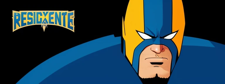 um close de um personagem de desenho animado com uma fantasia azul e amarela, carcaju, Danny DeVito como Wolverine, Retrato de Wolverine, maravilha, Directed by: Mario Bardi, carcaju comeu, marvelous expression, fan art, Frank Miller Design Criativo, Clint Eastwood como Wolverine, x - homens, X-Men, Iconic character of high detail, ciclope, sem texto, Batman