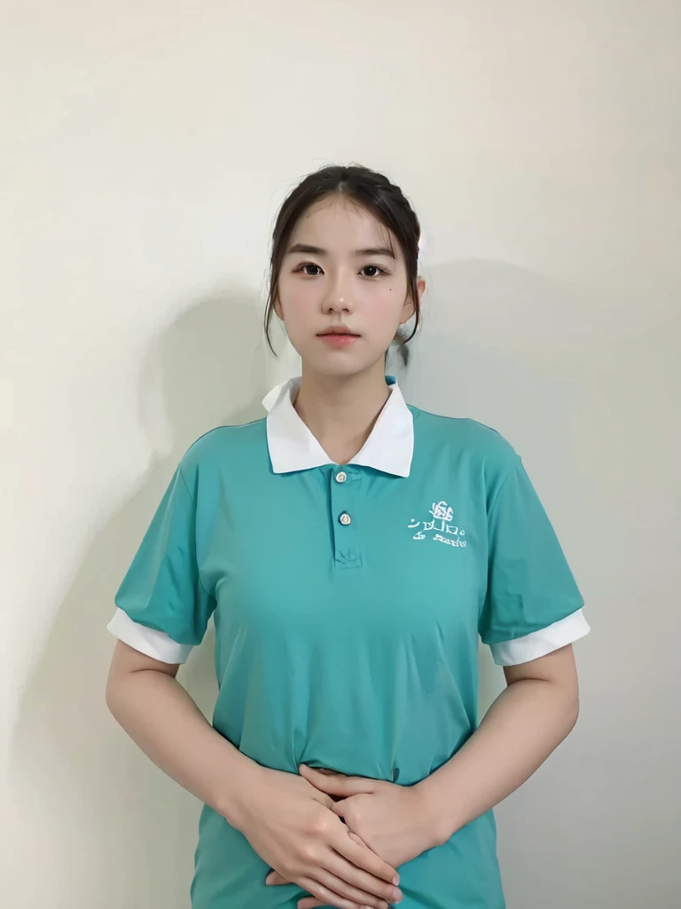 French-German woman in blue shirt standing with hands on belly, The collar white, Sleeves white,2 8 years old, Tomorrow Tran Brothers, 2 7 years old, xiang duan, photograph taken in 2 0 2 0, 2 9 years old, Meiling, xintong chen, Huang Longli, xue han, Fu