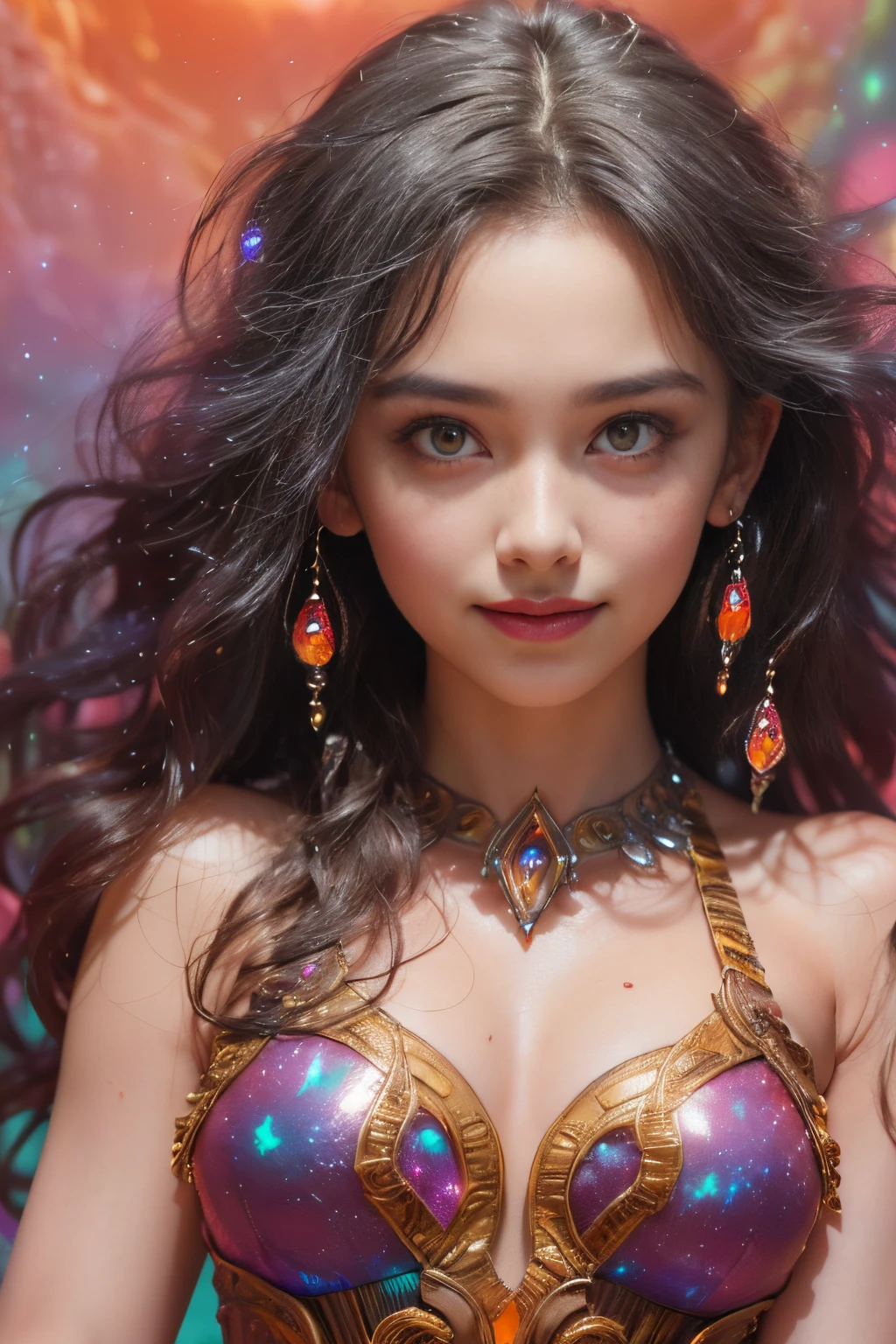 (Two beautiful teenage italian girls:1.6), Close friends, (They are hugging each other:1.2), Kiss her cheek or chest,(Detailed iridescent bodysuit with beautiful fractal or marble design:1.5), Incredible and spectacular scenes, ((High quality)), ((Detailed)), ((Fantasy)), Blue Plasma Brain, Green Plasma Body, Showing her armpits, beutiful breast,  obscenity, (Lewd smile:1.2), coarse, Obscene, mean, (raunchy:1.2), (Immoral:1.2), Lachish, (small breasts with beautiful raised pink areolas,,,,,,,,,,,:1.5), (Camel toe), (Expression of ecstasy:1.2), Photorealistic, Official art, Unity 8K Wall , 8K Portrait, Best Quality, Very high resolution, (Incredibly beautiful nature background:1.6), (18 years old:1.5), (Sexy and glamorous:1.1), (A coquettish expression:1.6), (seductively smiling:1.6),  (erotic posing:1.9), (Model Posing:1.8), Beautiful seductive face, Portrait, (Thick eyebrows:1.4), (Big scarlet eyes:1.6), Beautiful eyes with fine symmetry, (Ultra detailed eyes:1.4),(Highly detailed face and eyes:1.7), (High-resolution red-eye:1.8), Intimate face, (ultra detailed skin texture:1.4), White skin, pale skin, Perfect Anatomy, Thin, (Beautiful toned body:1.5), Highly detailed hair,  (Moist skin:1.2), No makeup, (dark circles:1.1), Good anatomy, Focus Face, good-looking, (Emilia Clark:0.6) (Emma watson:0.3),(Jennifer Connelly:0.4), ( Face:1.5), Elegant face, Nice,  (A delicately crafted necklace is wrapped around her neck.............), (Bioluminescence with brilliant brilliance:1.4), (Luminous magic circle:1.5), Ruins of an ancient castle, Shining majestic cloud masses and sky, lightning bolt, Epic Realistic, (Greg Rutkowski:0.8), (teal and orange:0.4), (Art Station:1.5), Cinematic, (NSFW:1.2),  Hyper Detailed, Dramatic light, (Intricate details:1.1), Beautiful black hair,　(Wearing a gauntlet with a dense and very beautiful design decorated with jewels:1.1), Small chest, Galaxy, (nebulas:1.6), (Beautiful frame with no frills:1.2), The Dark Knight, Fully armored body focus