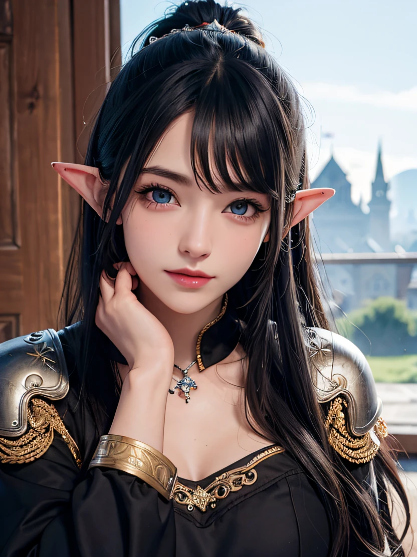 ((Masterpiece,Ultra-sharp detail,4k clarity,complicated details,Perfect light and shadow)),((1 girl,Not more than 25 years old,Japanese people,Sexy female idol,Beautiful female idol)),((Female elf cartoon character, pointed elf ears)),(bikini maid sexy),(beautiful eyes,realistic eyes),(Beautiful skin,virtual skin,small breasts),(Looking at the camera),Looking at the camera,half sitting, half lying down,Spread your legs wide.,kitchen,In the background is a large table.,Kitchen equipment on the table