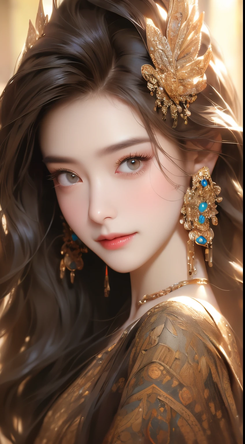 ((Best quality, 8k, Masterpiece :1.3)), 1girl, smiling, full body, slim face, Pretty woman, (Dark brown hair), full length dress :1.1, Ultra-detailed face, Detailed eyes, Double eyelid, blur background, slim face, city, outside, street,