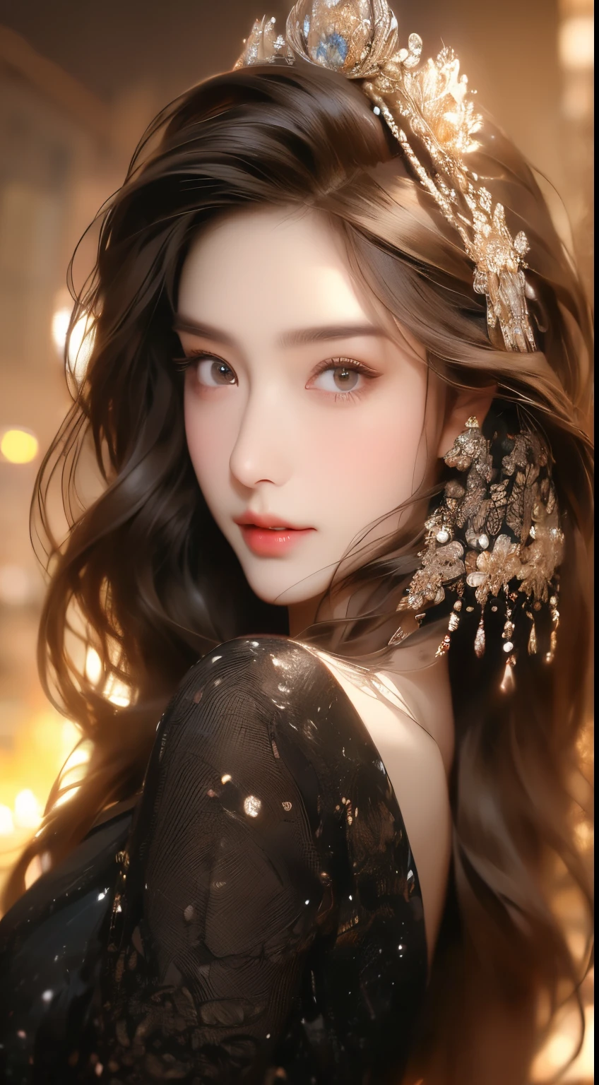 ((Best quality, 8k, Masterpiece :1.3)), 1girl, smiling, full body, slim face, Pretty woman, (Dark brown hair), full length dress :1.1, Ultra-detailed face, Detailed eyes, Double eyelid, blur background, slim face, city, outside, street,
