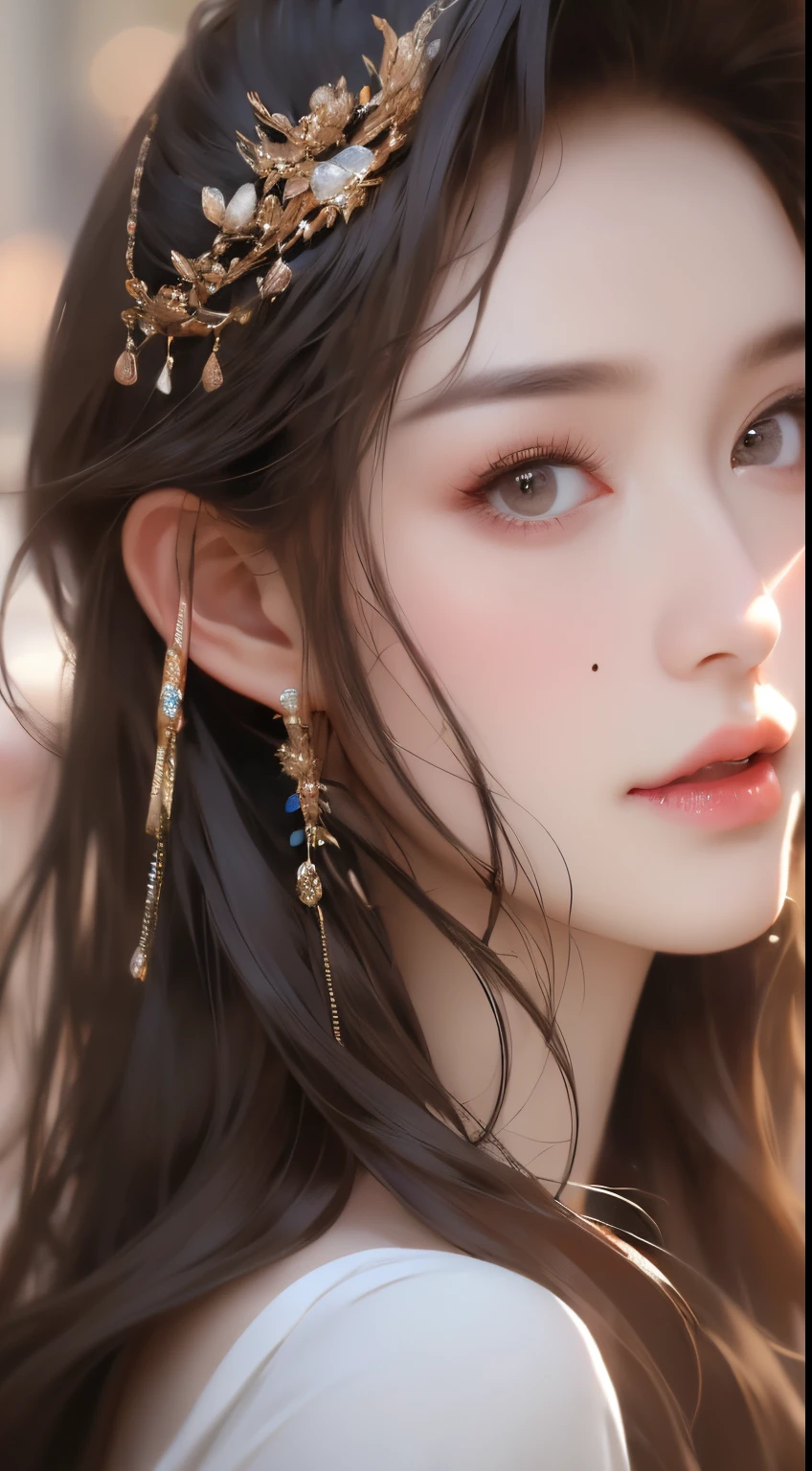 ((Best quality, 8k, Masterpiece :1.3)), 1girl, smiling, full body, slim face, Pretty woman, (Dark brown hair), full length dress :1.1, Ultra-detailed face, Detailed eyes, Double eyelid, blur background, slim face, city, outside, street,