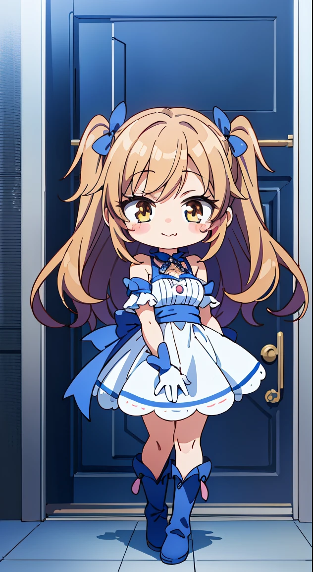 (masterpiece, Best Quality, Perfect ???????, High quality:1.4), nice hand, Perfect hands, Detailed beautiful hands, Large_filesize, fulcolor, hight resolution, symmetric, exceptional, Best aesthetic, newest, Anime, very beautiful detailed body,The hair,faces,The eye,(chibi,full body:1.6),BREAK,



1 beautiful girl(Cute:1.5),(Chibi:0.5),(kawaii:2.0),(Lori:2.0),(7 year old girl),(Solo:1.65),BREAK, (flat chest:1.2,), Clear skin, Beautiful skin, Shy, One Beautiful Girl,Colossal tits(Hair Bow, reddish brown hair, Twin-tailed:1.2), (Brown eyes, long eyelashes, Double eyelids: 1.2), BREAK, Star \(symbol\, (gloves, White Gloves:1.3), (bug, Dress,polka dot:1.3) , Looking at Viewer,(long boots:1.2),Shiny skin,Clear skin, Beautiful skin,(best quality face),(Top quality glowing eyes), (The best smile,Doya face:1.45),  BREAK,



BREAK,(outdoor),
(backdrop of a city landscape :1.3) ,
(extraordinary beautiful woman from entrance door :1.3) ,
(a woman arrived home side :1.3) ,
(opened the entrance door :1.4),
(SWAT standing:1.3),
(While shyly hesitating :1.4),
(cowardice :1.2) ,
(upward glance :1.2) ,
looking up ,
from above ,depth of fields,

 BREAK,wakame,wakame,wakame,(Cowboy Shot:1.4), 

BREAK,(Blurry background:1.3),(absurderes, hight resolution, Super Detail Art),cel shading,Clear Color, Lonely optical effect, Beautiful pictures, Bright glow, mystic atmosphere,(Close-up of girl:1.1), Mystical light particle effect,manga influence, clean line drawings,