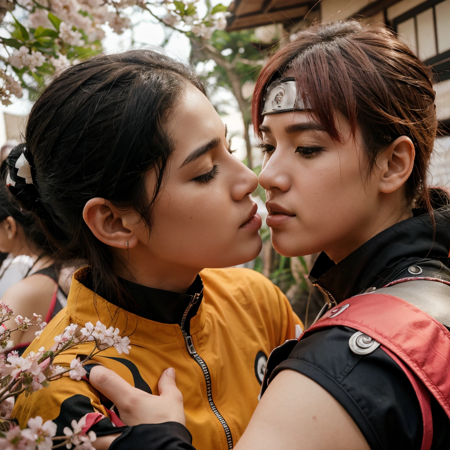 Crie o naruto dando um beijo na sakura