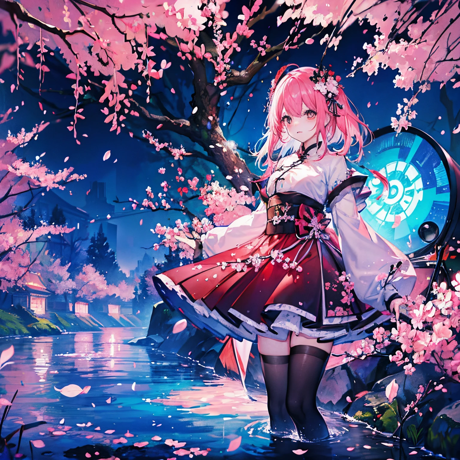 Kizi, Colorful cherry blossom forest, Wasser, beautiful, 8k, Meisterwerk, Q-Led bildschirm, Rilder China Tv fernseher, Kinoqualität