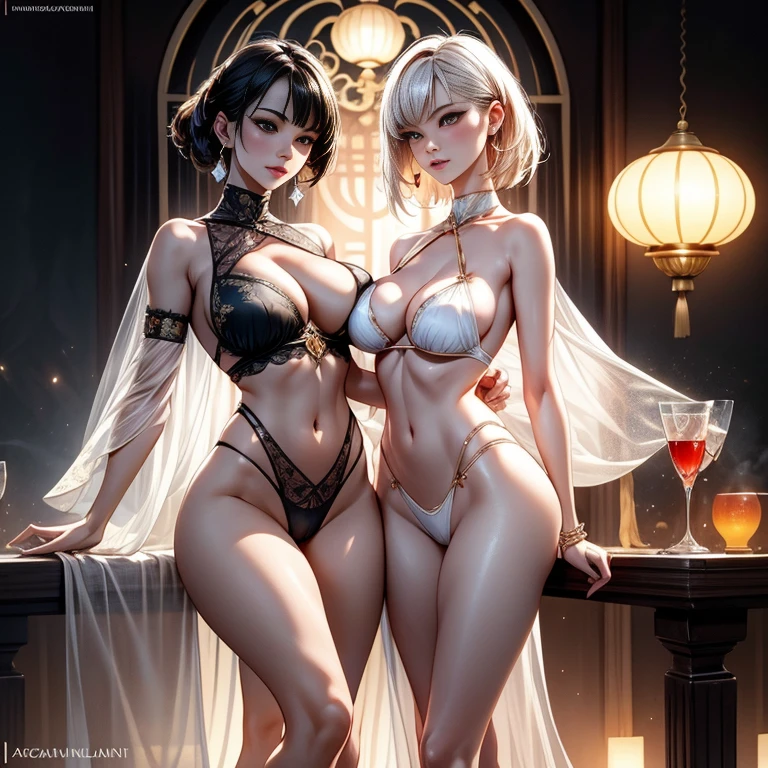 Two girls having close contact, Full body photo of couple, Goddess girl, gorgeous one, splash up, butterflys, Smooth pen and ink, lunar goddess, Whole body diagram, Detailed faces, (Upper part of the body: 1.4), (underwear  transparent: 1.3), Golden decoration, solid black background, Beautiful caucasian girl closeup, body dynamic movement, Oiled, number art, fallopian tube, Full body lesbian, Sakimichan Art,Oriental mandala tattoo, Rich fractals, plata, golds, copper spirit, ancient floating objects, Antique lamps, Sexually suggestive pose, Visible nipple, Thanos  visible, Beautiful white girl, Big breasts are beautiful, sexy for, low chest, bare-legged, cleanness, everlasting, Hanfu, Wet with, Realist, highest details, loong pattern, fenghuang, Sankta, jin shan, temple, Countless palaces, ​​clouds, Luce Dorada, Nasturtium, Faraway view, Full body lesbian, Sakimichan Art，light  smile, splash, lacivious pose, transparent costume, light  smile，Estillo Jean-Baptiste Monge, bright, The beautiful, fallopian tube, Cute and cute, filigrees, edge lit, lamplight, exceedingly , magical, hyper realisitc, like a dream, number art, ample, Artyom and James Jean,ancient floating objects, Antique lamps, fallopian tube,ancient floating objects, Perfect masterpiece, Best quality, Perfect illustration, 8K, delicated face, Observe the audience, beuaty girl, Sexy eyes, cana, fundo vermelho, number art, Flat drawing, Colorful illustration, style of anime, girl from far away, Shiny, splash, Smooth pen and ink, Complete two female bodies, body dynamic movement, crotch chuck, fluids, 3d fractal, 8 head body, lean legs, Natural sagging, big chest and thin waist, high-heels, Elegant, Complete body, Bareleged, Glow skin, with shiny silver hair, including legs and feet, King size, mesmerizing eyes, Slim abs：1.6, The bones are straight, Decorative style, Sports and toned body, dermis, Hardly any clothes, Lop, Nice face, Octagon rendering, number art, extremly high detail, Polished, realistically, Focus sharp, ample, character  design, unreal-engine, a 3D render, Volumetriclighting, rethink, smooth private parts, The cleavage protrudes, Digital illustration, Full body photo, Anatomically correct, hip  cocked, sexually arousing, sexual expressio, Hazy beauty, Short hair details, high ponytails, Award-Awarded, girlish