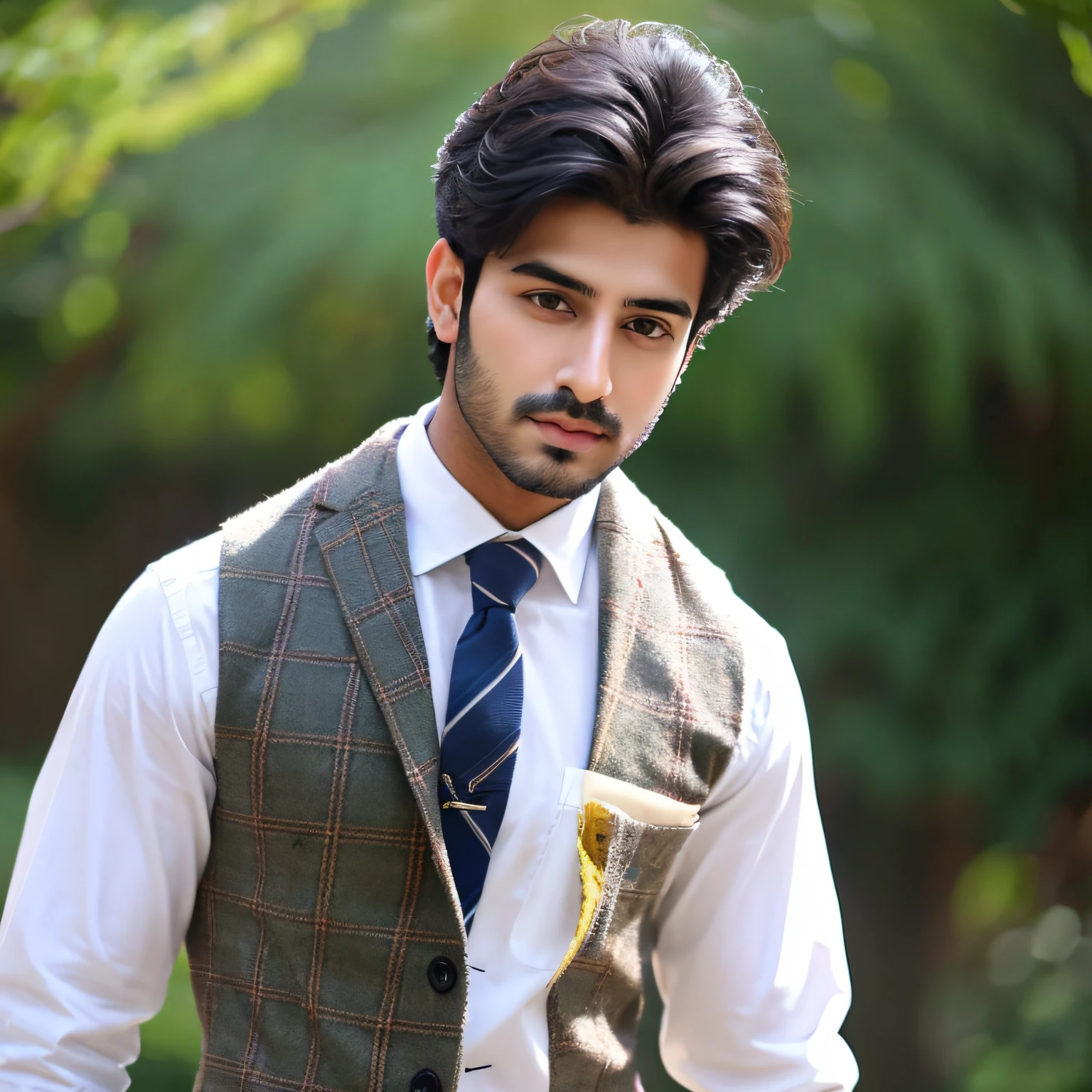 create handsome man his name "Aarav Khanna" age 22 looking near to camera wearing proffesional cloth