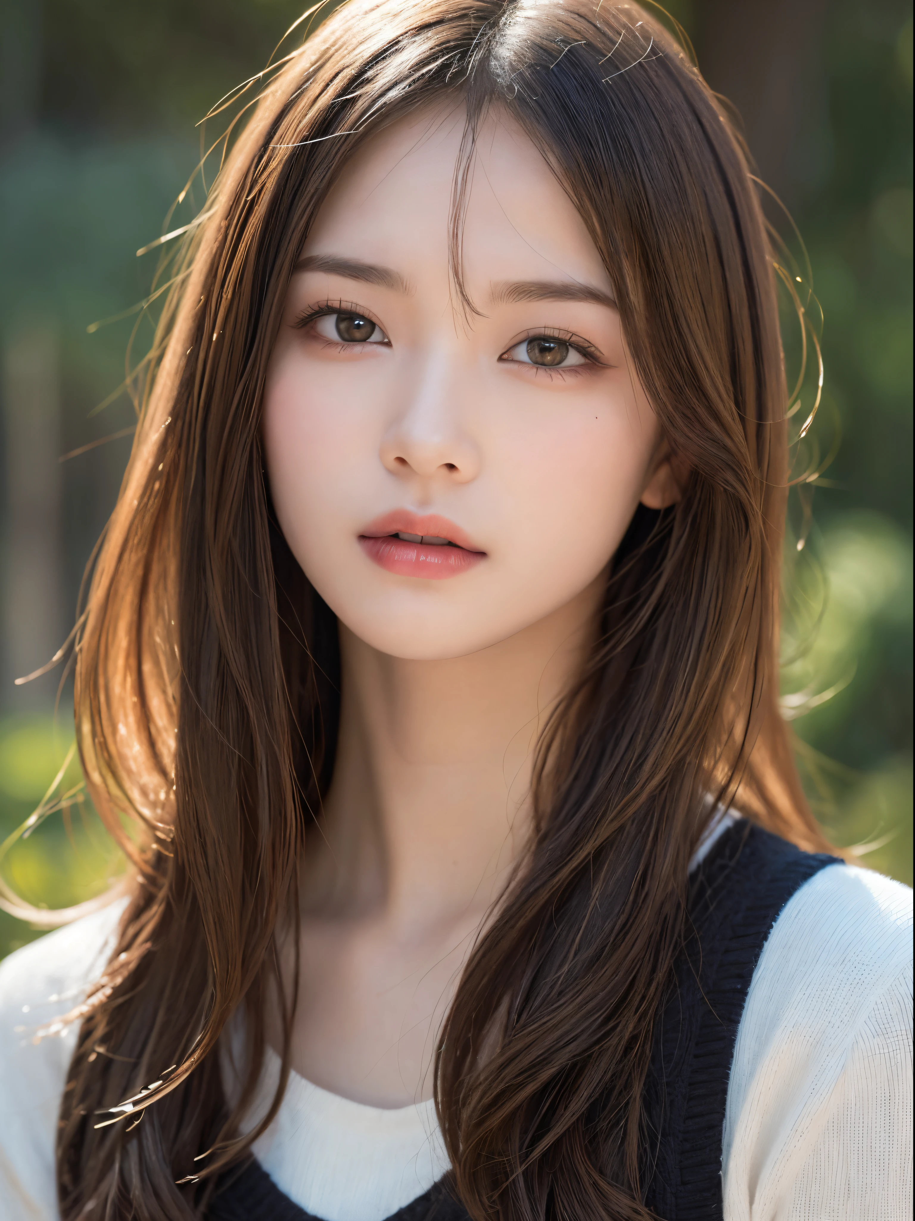 ((NSFW))、(​masterpiece:1.5)、(8K)、(Photorealsitic:1.5)、Raw photography、(Top image quality:1.4)、(foco nítido:1.5)、 top-quality、​masterpiece、超A high resolution、Perfect dynamic composition、 20 years old、slender、prety woman:1.4、serious facial expression、 Wearing black knitwear、 light brown hair、bob cuts、Glowing hair、 Super Detail Face、A detailed eye、二重まぶた、 Natural Color Lip、Transparent skin、
