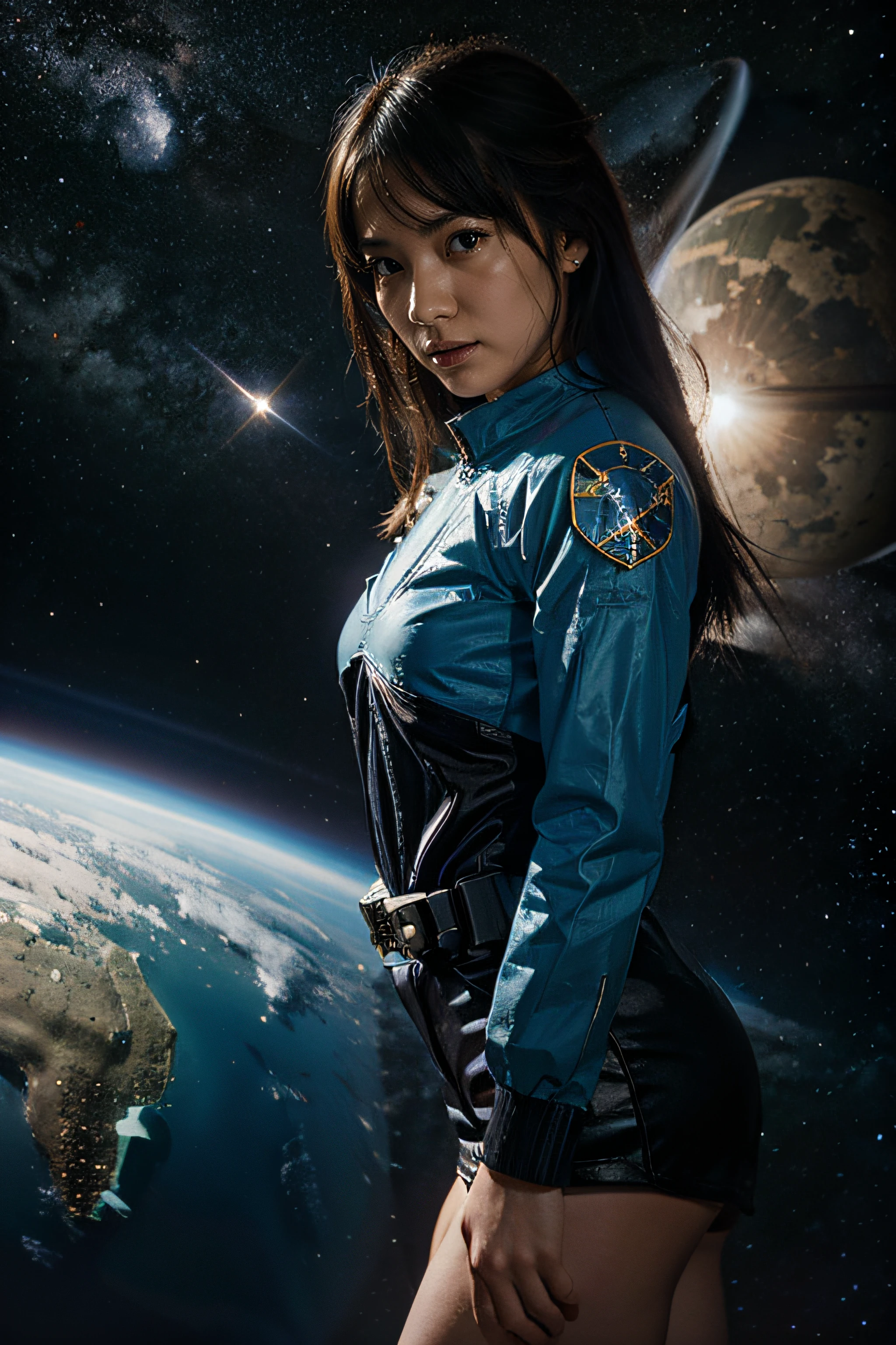 space fighters, japanaese girl, planet