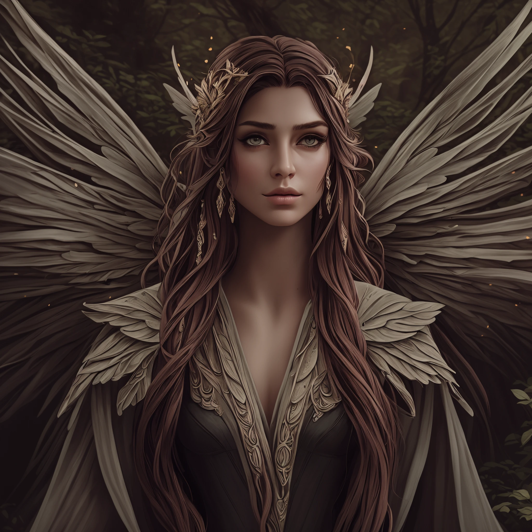 a woman with long hair and wings standing in a forest, beautiful fantasy art, beautiful fantasy art portrait, very beautiful fantasy art, amazing fantasy art, fantasy art style, 4k fantasy art, epic fantasy art style hd, detailed fantasy digital art, digital art fantasy art, detailed fantasy art, colorfull digital fantasy art, fantasy style art, breathtaking fantasy art