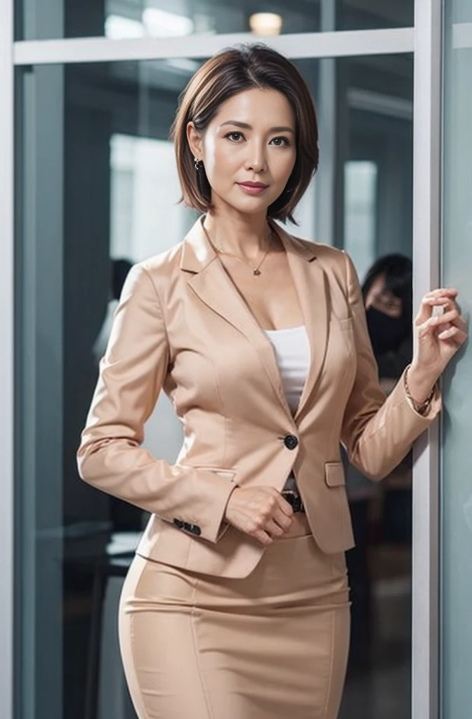 Business suits、tight skirts、Long、(((50age)))