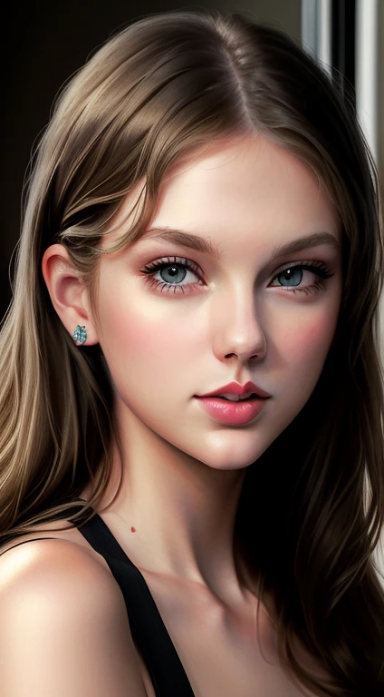 Taylor swift ,(masterpiece:1.4), most beautiful girl in the world, glossy lips, ultra detailed eyes, Absurdres, hdr, ultra detailed illustration, extremely detailed face, RAW photo, film grain, skin pores, trending on deviantart. post in passport foto.