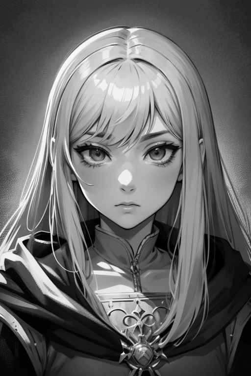 portrait, medieval fantasy, {{{{manga style}}}}, line art, masterpiece, wide shot, monochrome, grayscale