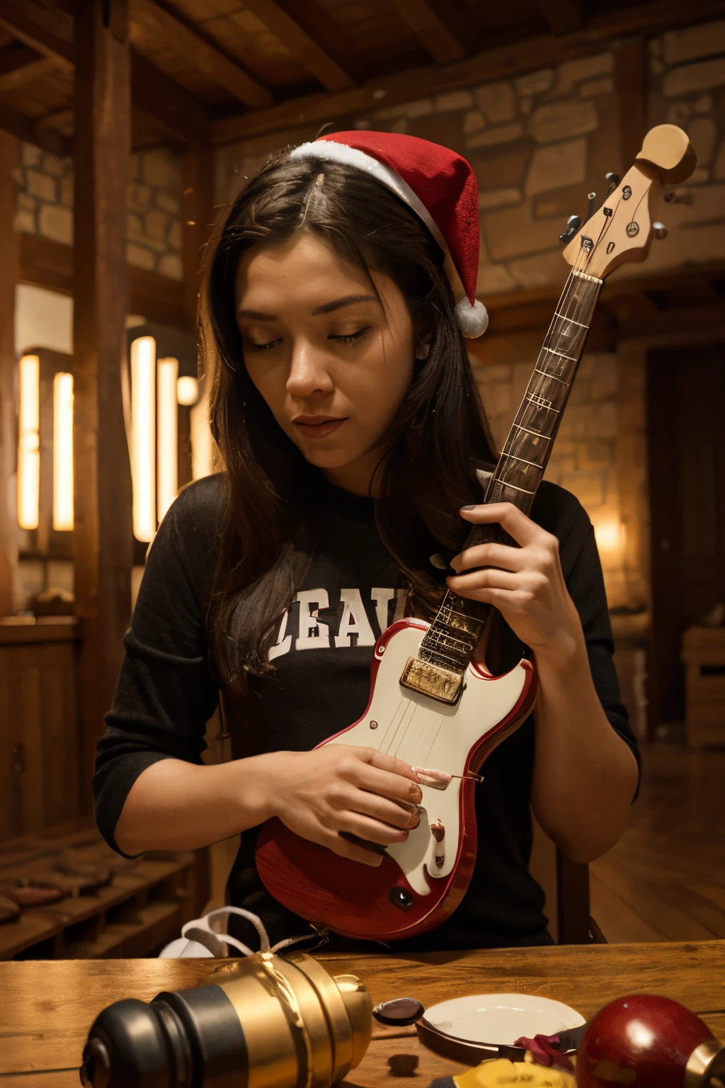 grupo de heavy metal en navidad con instrumentos