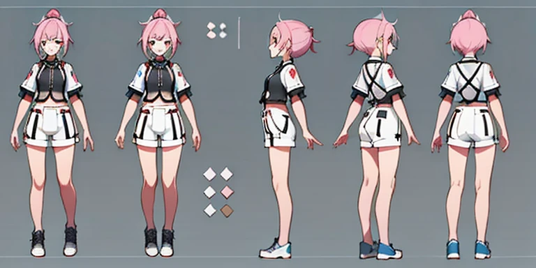 ****ung girl, Character Sheet, Concept art, full - body, (Masterpiece: 1.2), (Best Quality: 1.3), 1 girl, Standing, punk, Cute, pretty, technique, future