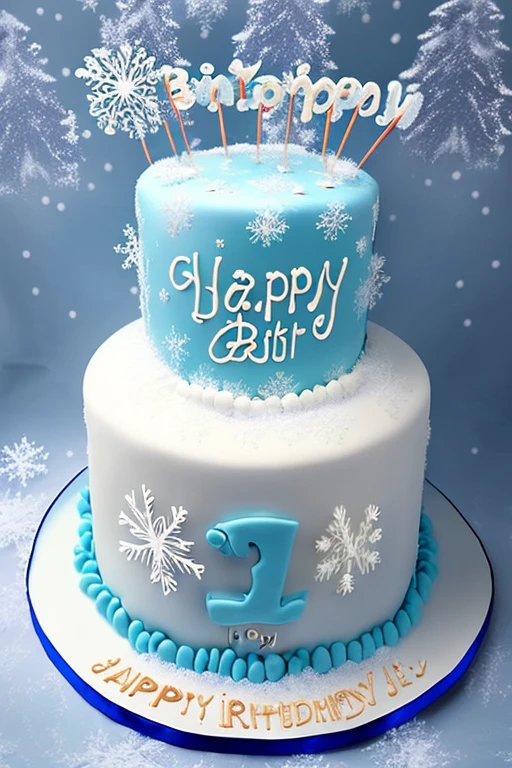 Birthday cake with "Happy Birthday Wendy" written on it, surrounded by realistic snow. The cake should be photorealistic, with detailed texture and icing. It should have candles on top, ready to be blown out, and there should be beautiful flowers surrounding the cake. The overall scene should have a cute and joyful atmosphere.