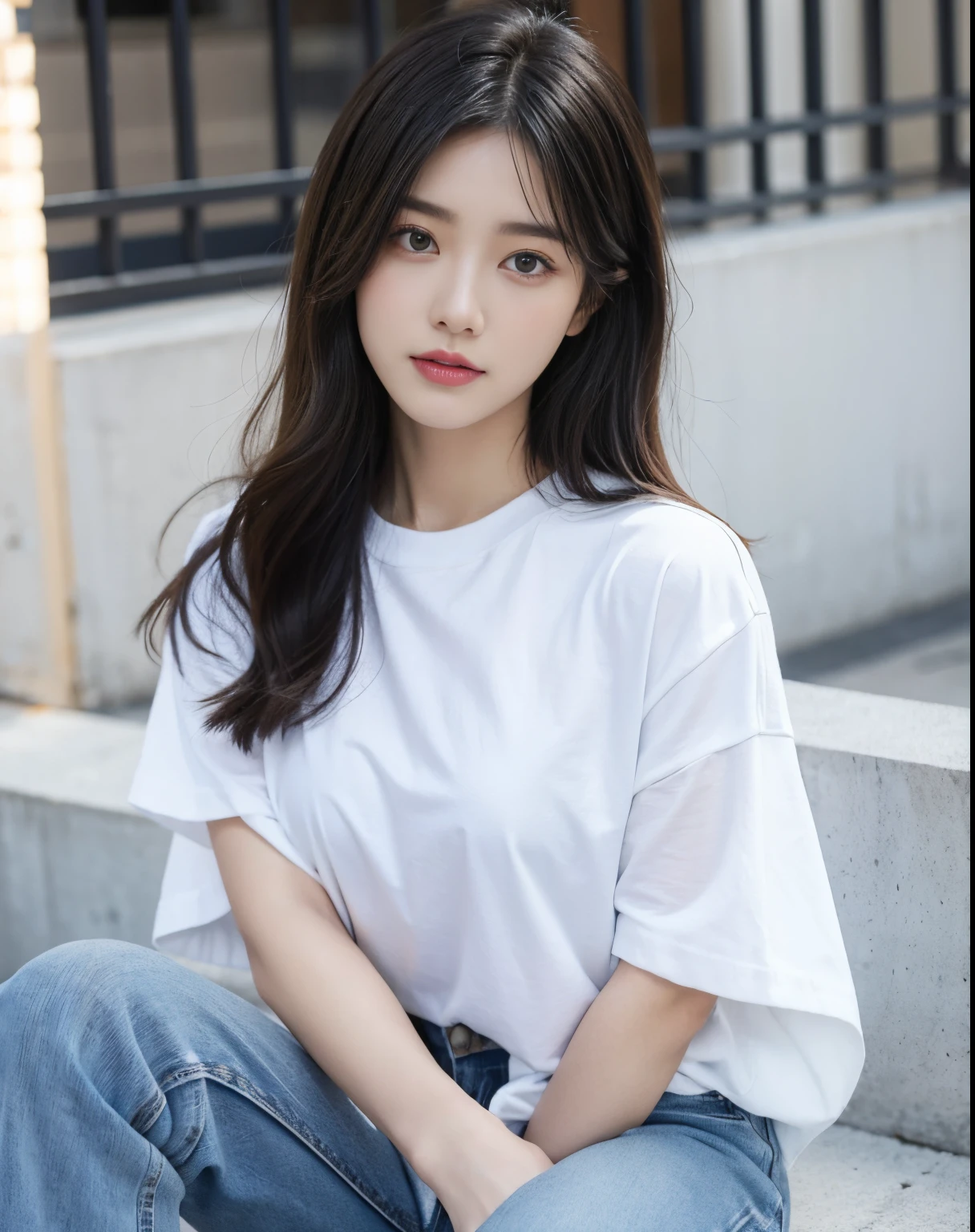 blue jeans on white shirt
