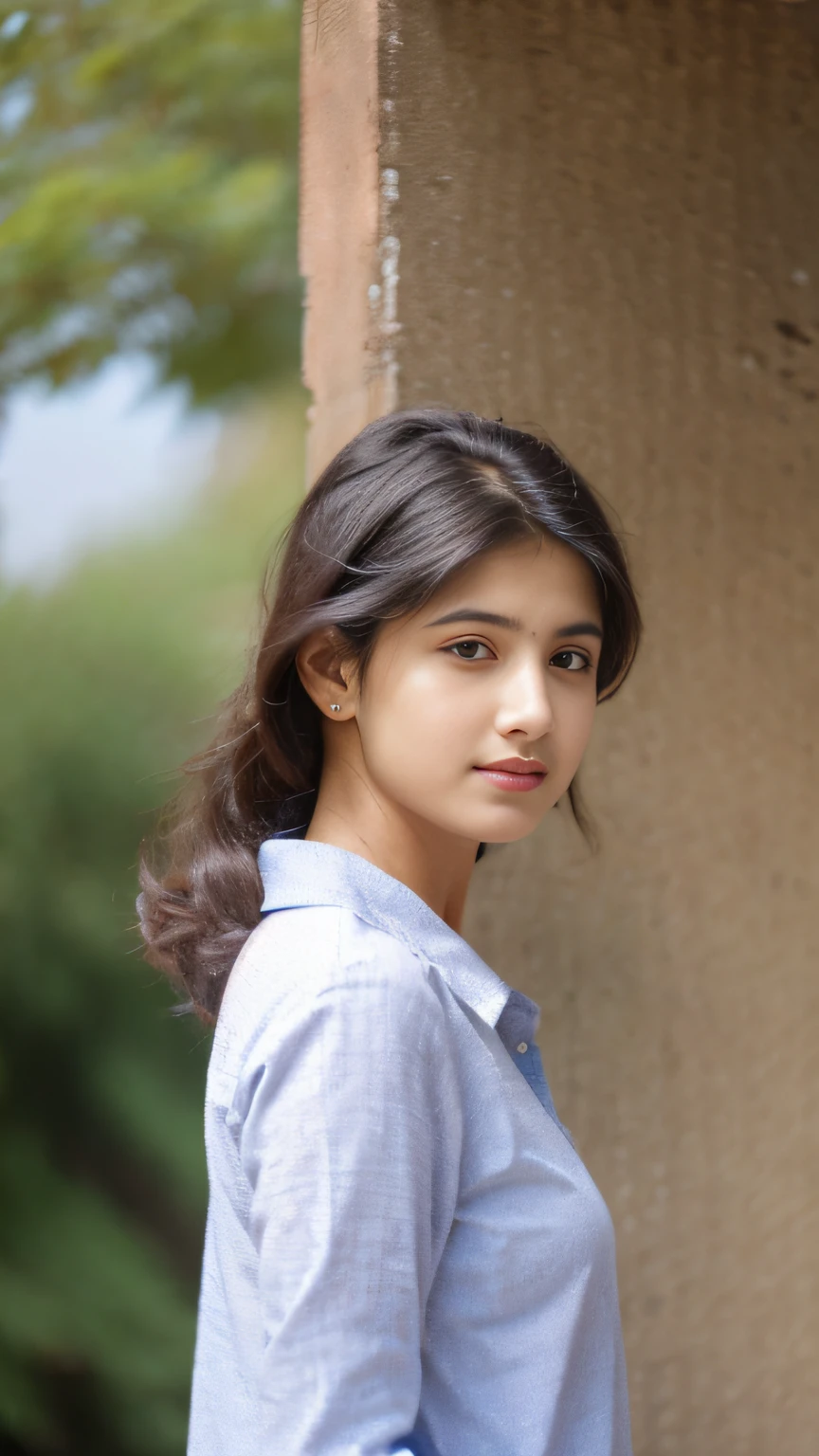 Create a cute girl name "Simi khanna" age 19 wearing professional cloth looking to the camera