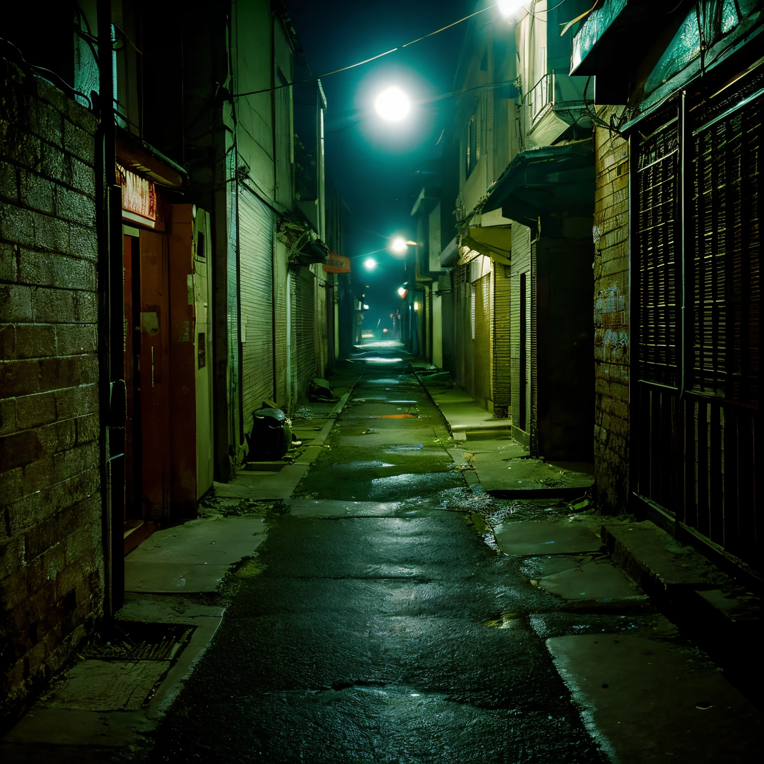 A back alley at night where people disappear in a depopulated area