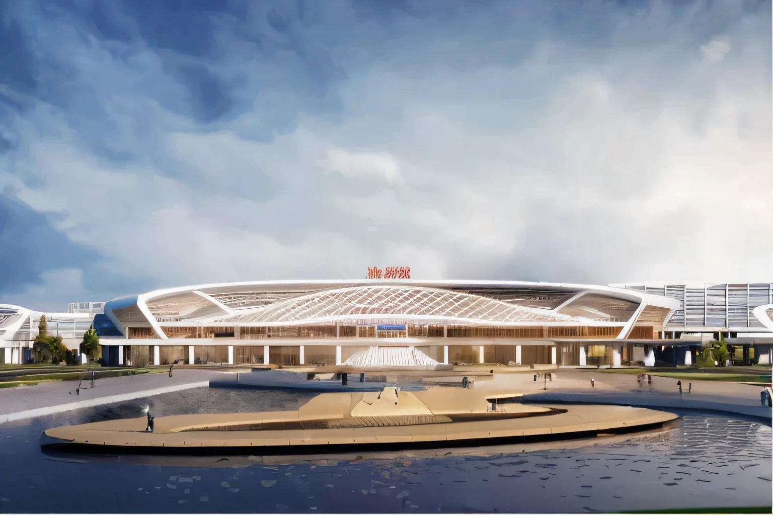 Realistic high-speed rail station