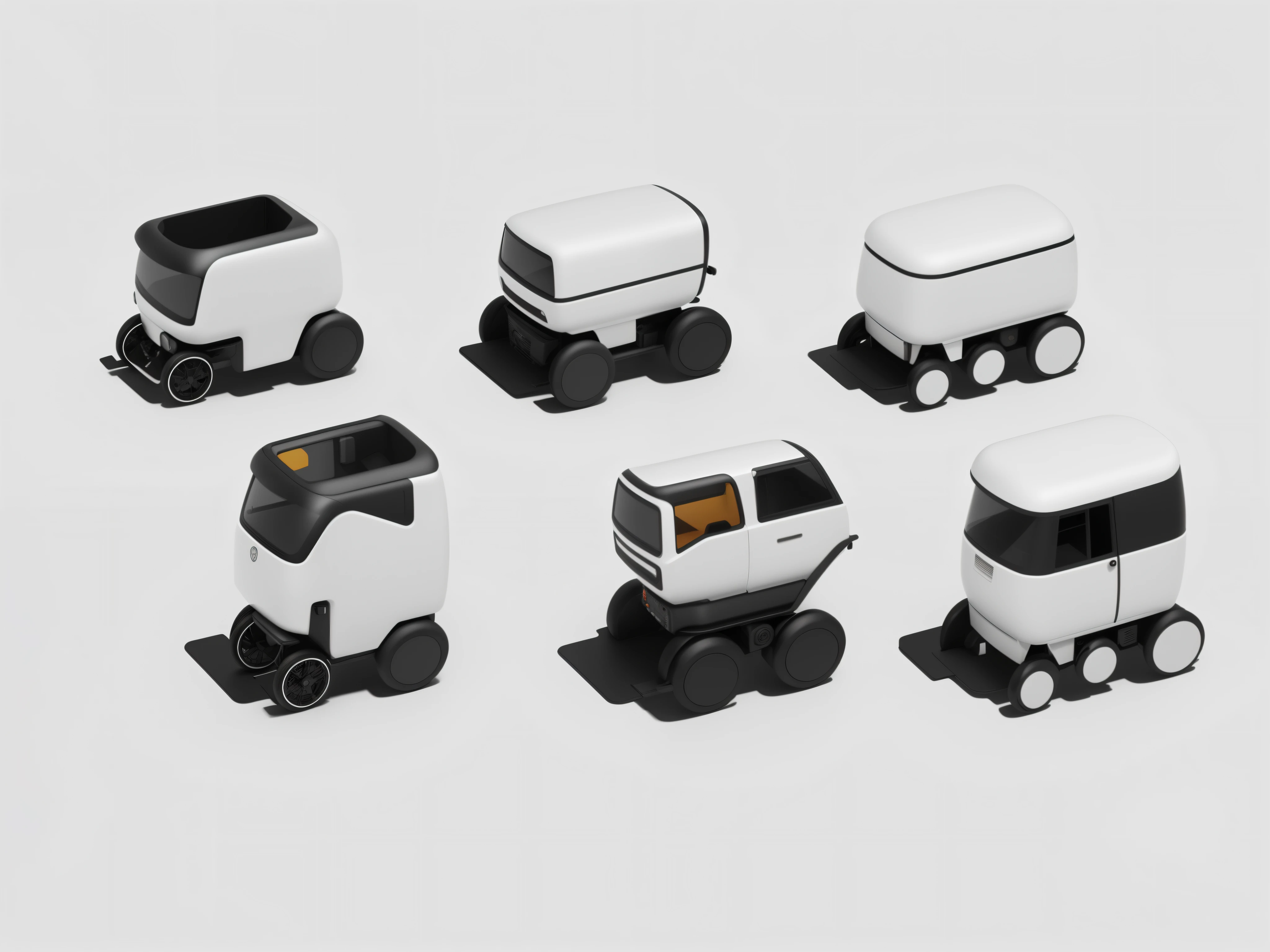 Product design, styling, rendering, gorgeous color, round form, cart, Delivery trucks, Plastic texture, 8k ultra high definition, Digital SLR, high high quality, filmgrain, photographyrealism, (studio), wheelie