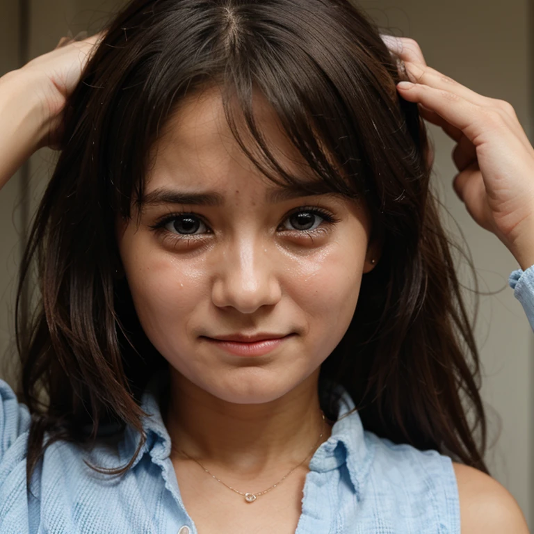 A cute girl crying in cutest way