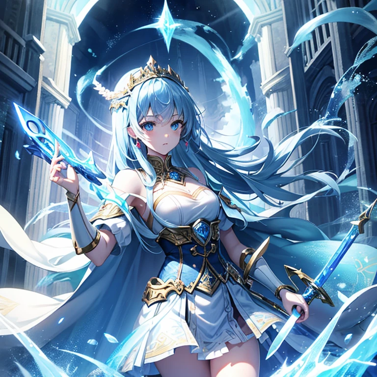 ellegance,One -handed sword,s girl,the original god,Light blue water god's eye