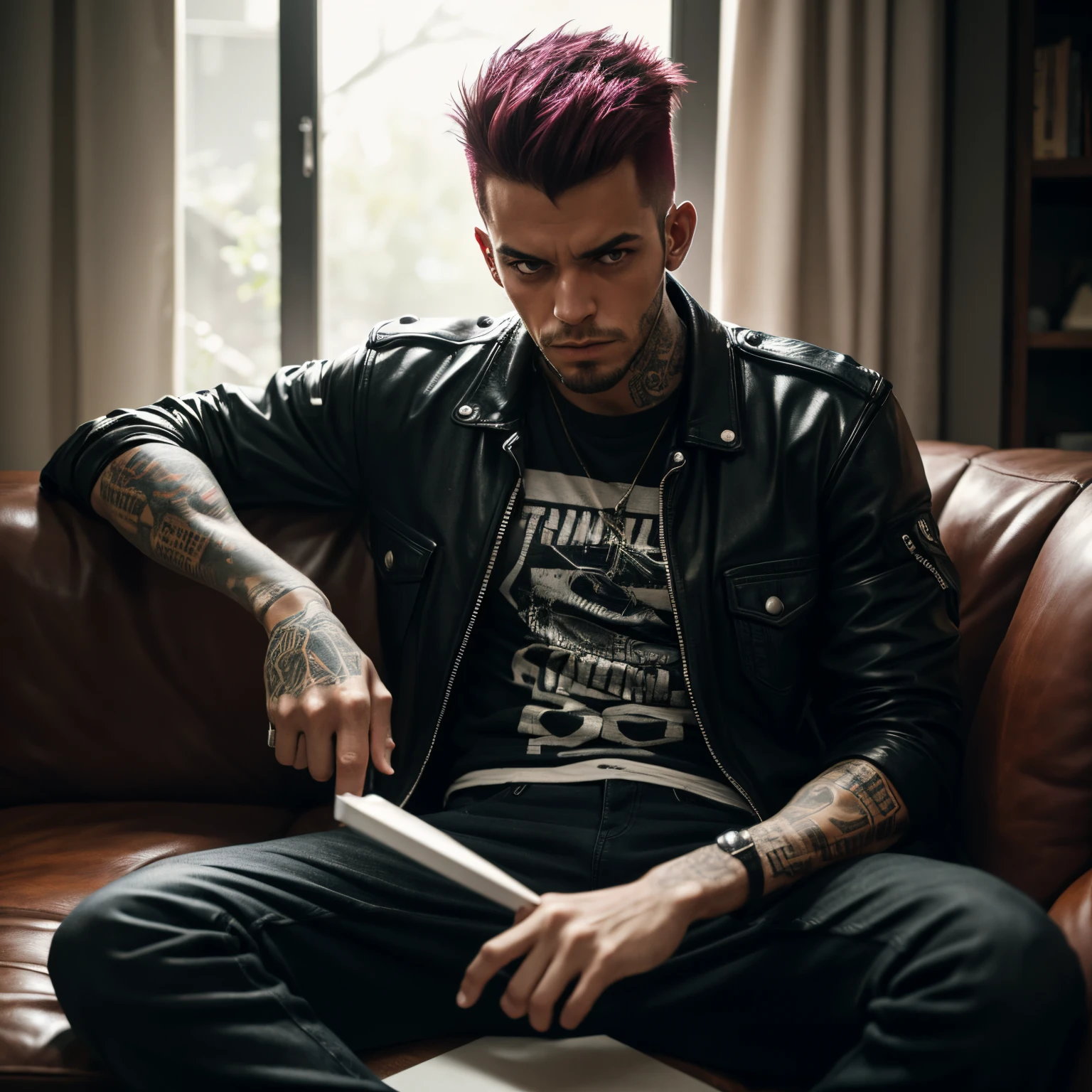 a punk looking guy rolling up a joint, he’s sitting cross legged,