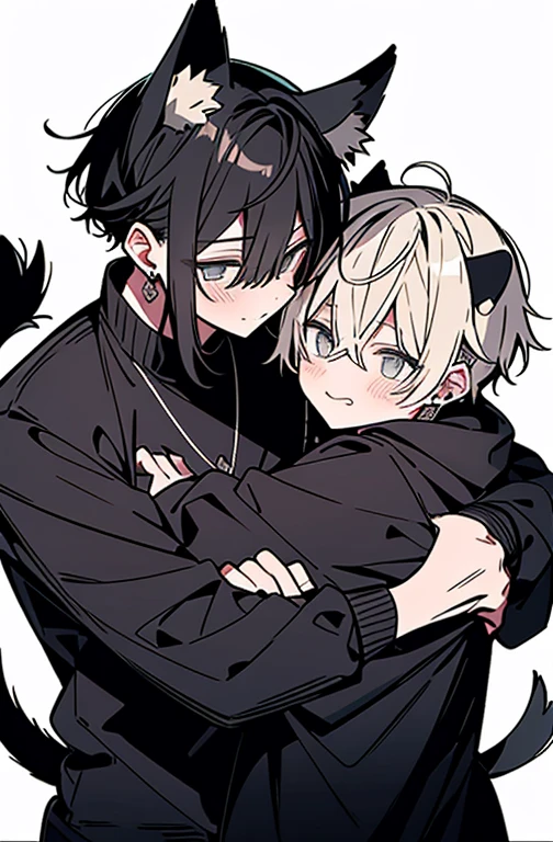 4k、ultra-detailliert、Official art、(((Man to man、Two men、Men of normal body type、Two adult males、Good mood、glad、Laughs a lot、chum、 Male twins、High school students、student clothes、steam、Animal ears、The tail of the beast、muscular guy、perfect eyes)))、geisha、Hands gripping the waist、Trance、cum on、Black-haired and blonde、Two men diametrically opposed、Two people laughing、stare at each other、stroking the head、animal ear、Animal tail、、Men with broad shoulders、Tight Fit Undershirt、Hugging the waist、Kissing between men、put out the tongue、red blush、perspiring、Troubled face、on the beds